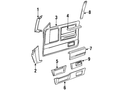 1987 GMC S15 Jimmy Upper Molding, Passenger Side Diagram for 14058022