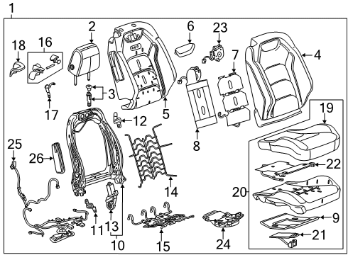 2021 Chevy Camaro Seat Cushion Pad, Jet Black Diagram for 85165322