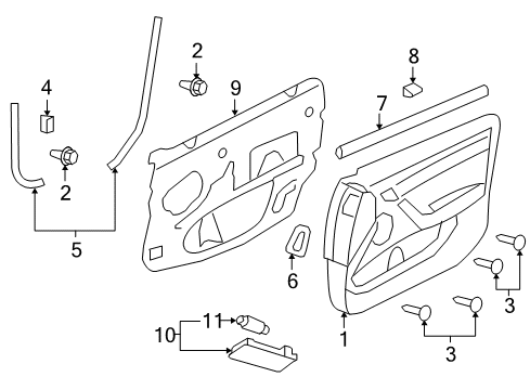 2009 Pontiac G8 Interior Trim - Front Door Diagram