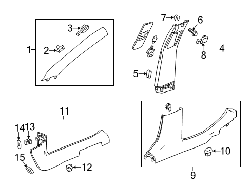 2020 Chevy Impala Interior Trim - Pillars, Rocker & Floor Diagram