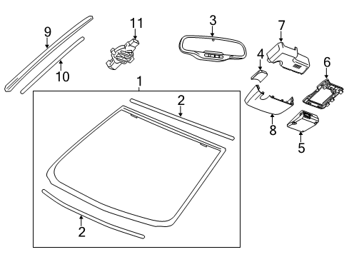 2017 Chevy SS Windshield Glass, Reveal Moldings Diagram