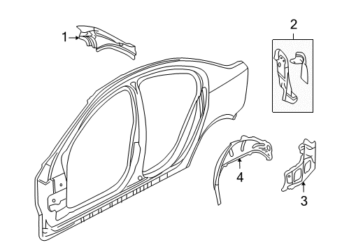 2009 Pontiac G8 Inner Structure - Quarter Panel Diagram