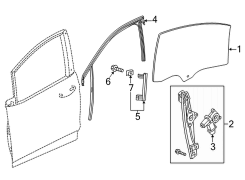 2023 Chevy Bolt EUV Glass - Front Door Diagram