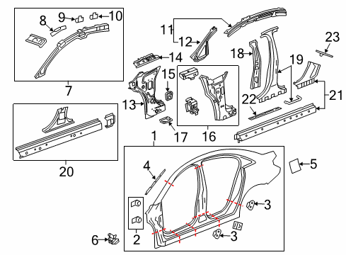 2017 Buick Verano Center Pillar & Rocker, Hinge Pillar, Uniside Diagram