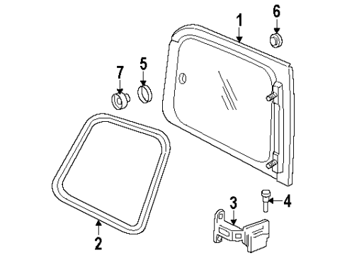 2004 Oldsmobile Silhouette Quarter Window Diagram 1 - Thumbnail