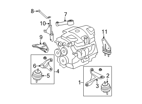 2006 Buick Lucerne Engine & Trans Mounting Diagram
