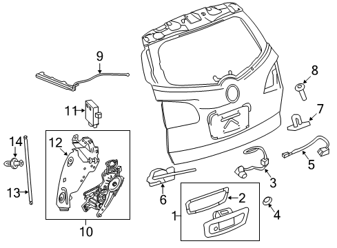 2017 Chevy Traverse Lift Gate - Lock & Hardware Diagram