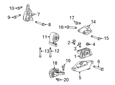 2011 Cadillac SRX Transmission Mount Bracket Diagram for 23105921