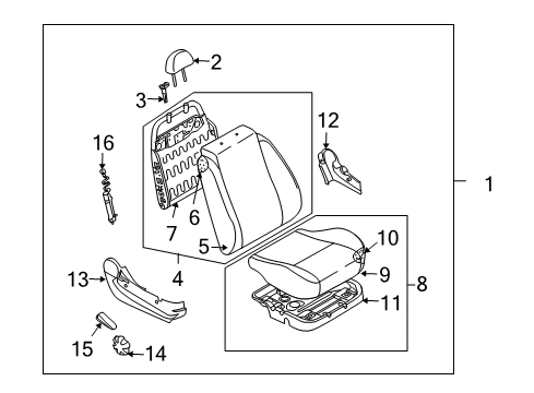 2008 Chevy Aveo Front Seat Components Diagram 2 - Thumbnail