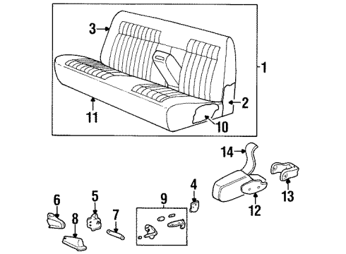 1994 GMC K2500 Seat Cushion Pad, Front Diagram for 15663191