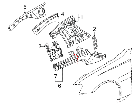 2009 Pontiac G8 Structural Components & Rails Diagram