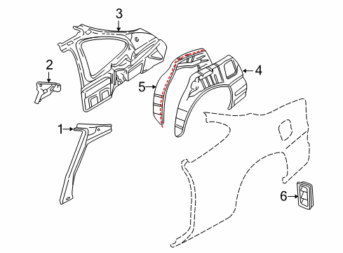 2005 Chevy Impala Inner Structure - Quarter Panel Diagram