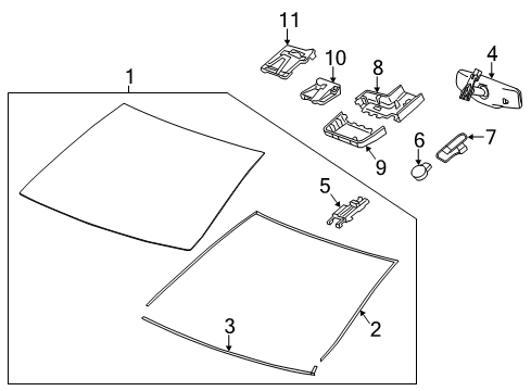 2019 Cadillac CT6 Mirror Inside, Rear Diagram for 13540317