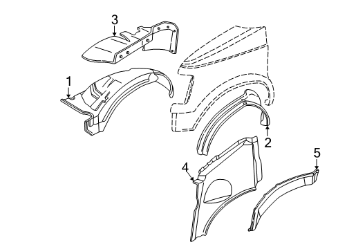 1994 GMC Safari Fender Liner, Front Passenger Side Diagram for 15688340