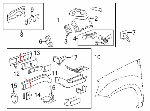 2017 Chevy Traverse Structural Components & Rails Diagram
