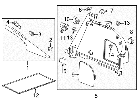 2012 Chevy Volt Interior Trim - Quarter Panels Diagram