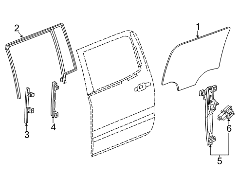 2020 Cadillac Escalade ESV Rear Door - Glass & Hardware Diagram