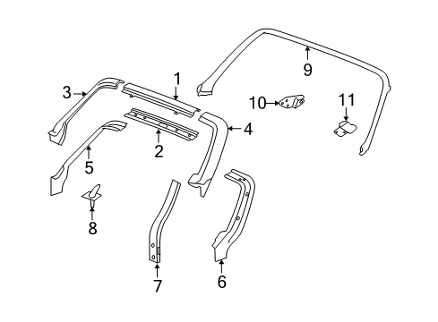 2007 Saturn Sky Windshield Header & Components Diagram