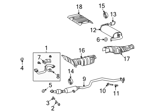 2010 Pontiac Vibe Exhaust Components Diagram 3 - Thumbnail
