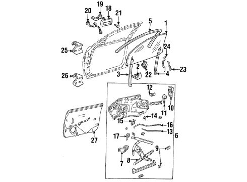 1998 Cadillac DeVille Front Door Glass & Hardware, Lock & Hardware Diagram