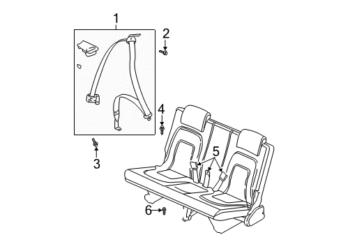2007 Buick Rendezvous Rear Seat Belts Diagram 3 - Thumbnail