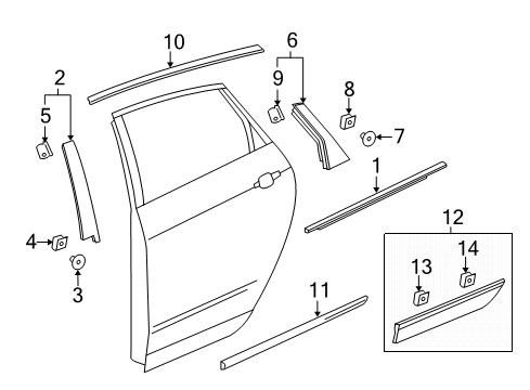 2020 Cadillac XT5 Applique Clip, Rear Diagram for 11547282