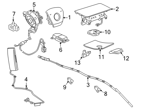 2012 Cadillac Escalade EXT Air Bag Components Diagram