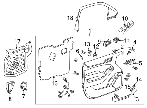 2020 Chevy Suburban Interior Trim - Front Door Diagram