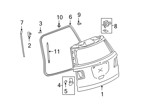 2012 GMC Acadia Gate & Hardware Diagram