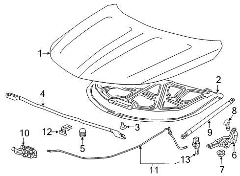 2020 Chevy Impala Hood & Components Diagram
