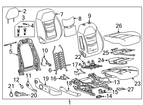 2017 Chevy Volt Passenger Seat Components Diagram