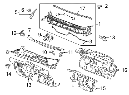 2024 Cadillac XT6 Cowl Diagram