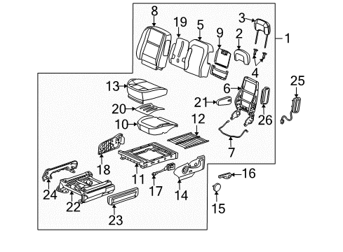2008 Chevy Uplander Passenger Seat Components Diagram