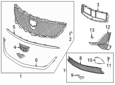 2020 Cadillac CT5 Grille & Components Diagram 7 - Thumbnail