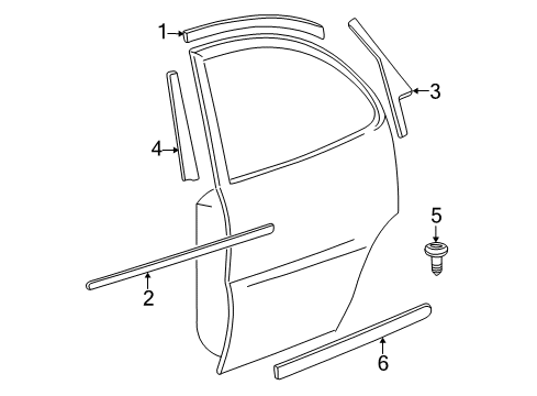 2005 Chevy Impala Exterior Trim - Rear Door Diagram