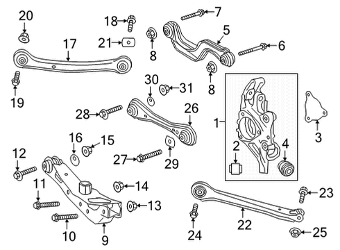 2022 Buick Envision Knuckle Shield, Front Diagram for 23441698