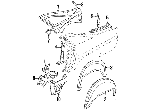 1991 Chevy Caprice Inner Wheelhouse, Rear Driver Side Diagram for 10226141