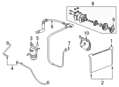 2005 Cadillac Escalade A/C Condenser, Compressor & Lines Diagram