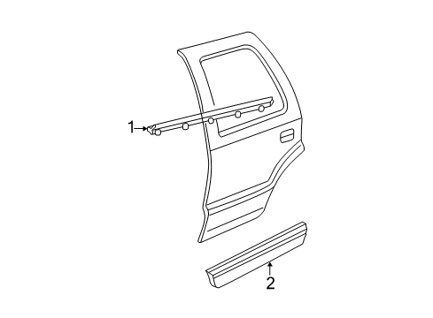 2004 GMC Yukon XL 1500 Exterior Trim - Rear Door Diagram