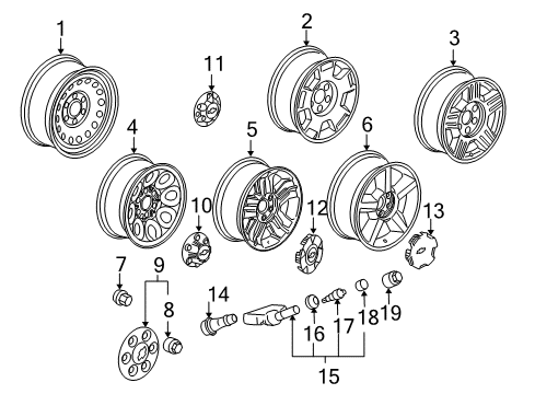 2009 Chevy Tahoe Hub Cap, Black; Silver, Center Diagram for 19433403
