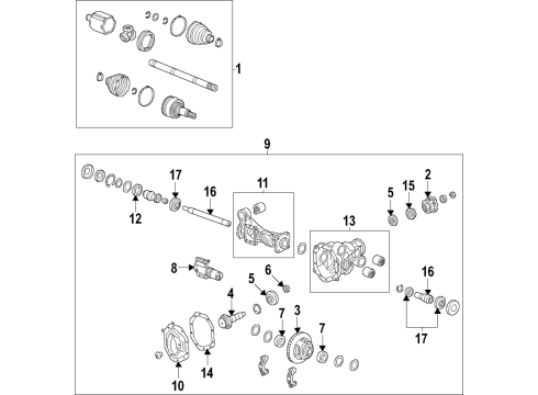 2022 Cadillac Escalade Differential Carrier, Front Diagram for 85152266