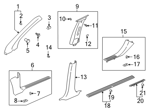 2002 Saturn Vue Interior Trim - Pillars, Rocker & Floor Diagram