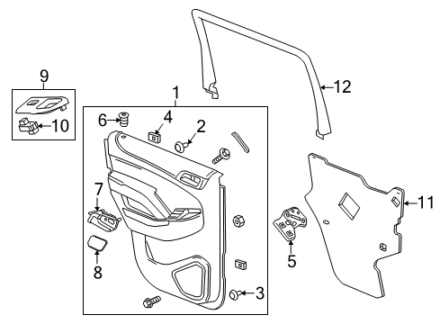 2017 GMC Yukon Interior Trim - Rear Door Diagram