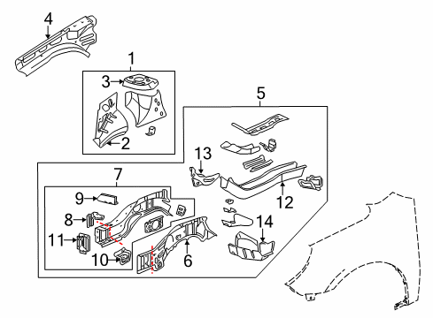 2017 Chevy Equinox Structural Components & Rails Diagram