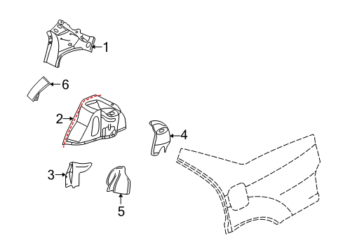 2003 Cadillac Seville Inner Components - Quarter Panel Diagram
