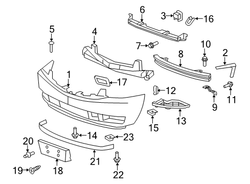 2014 Cadillac Escalade ESV Front Bumper Diagram 2 - Thumbnail