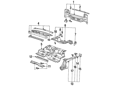 1996 Saturn SC1 Floor Pan, Rear Diagram for 21123140
