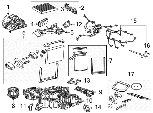 2020 Cadillac Escalade ESV A/C Evaporator & Heater Components Diagram