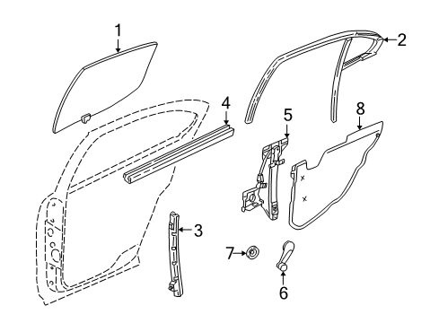 2005 Pontiac Grand Am Rear Door - Glass & Hardware Diagram