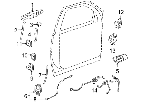 2012 Chevy Silverado 1500 Front Door - Lock & Hardware Diagram 1 - Thumbnail